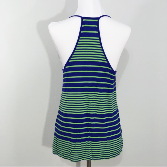 Madewell Blue Green Striped Racerback Tank Top M - Picture 5 of 8